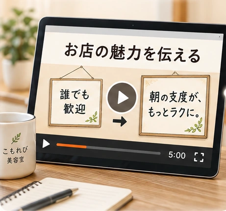 お店の魅力を伝える5分動画教材の提供予定イメージ