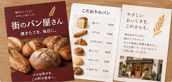 パン屋のチラシと紹介資料の制作サンプル